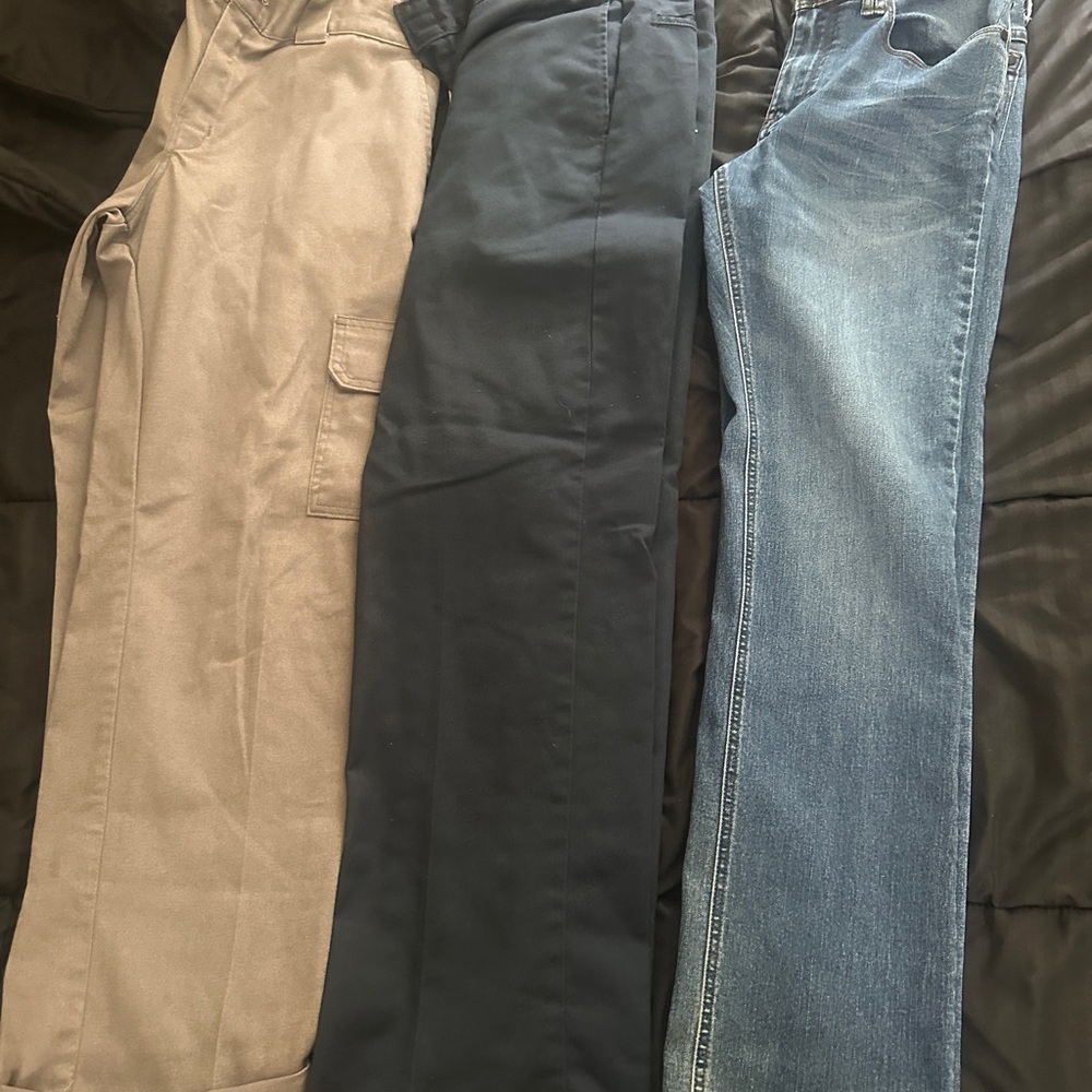 Dickies Regular Fit Pants in Black, Gray, and Blue